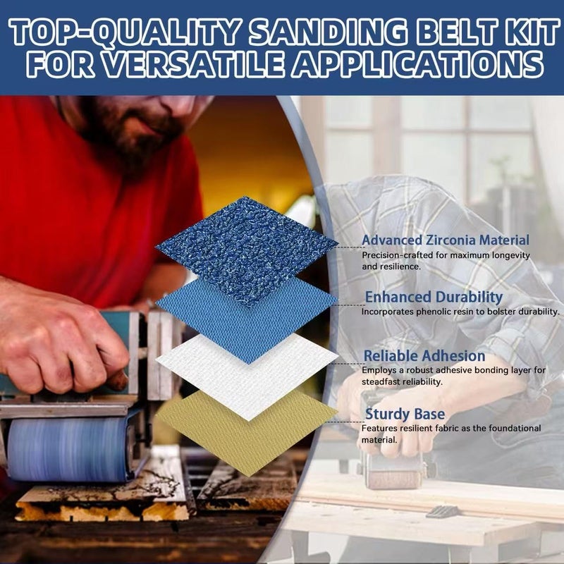 Clebay 3x21 Inch Sanding Belts 10 Pcs 60 Grits Heavy Duty Belt Sander Zirconia Belt Sander Paper for Wood, Metal, Stainless Steel, Automotive, and Furniture - Image 3